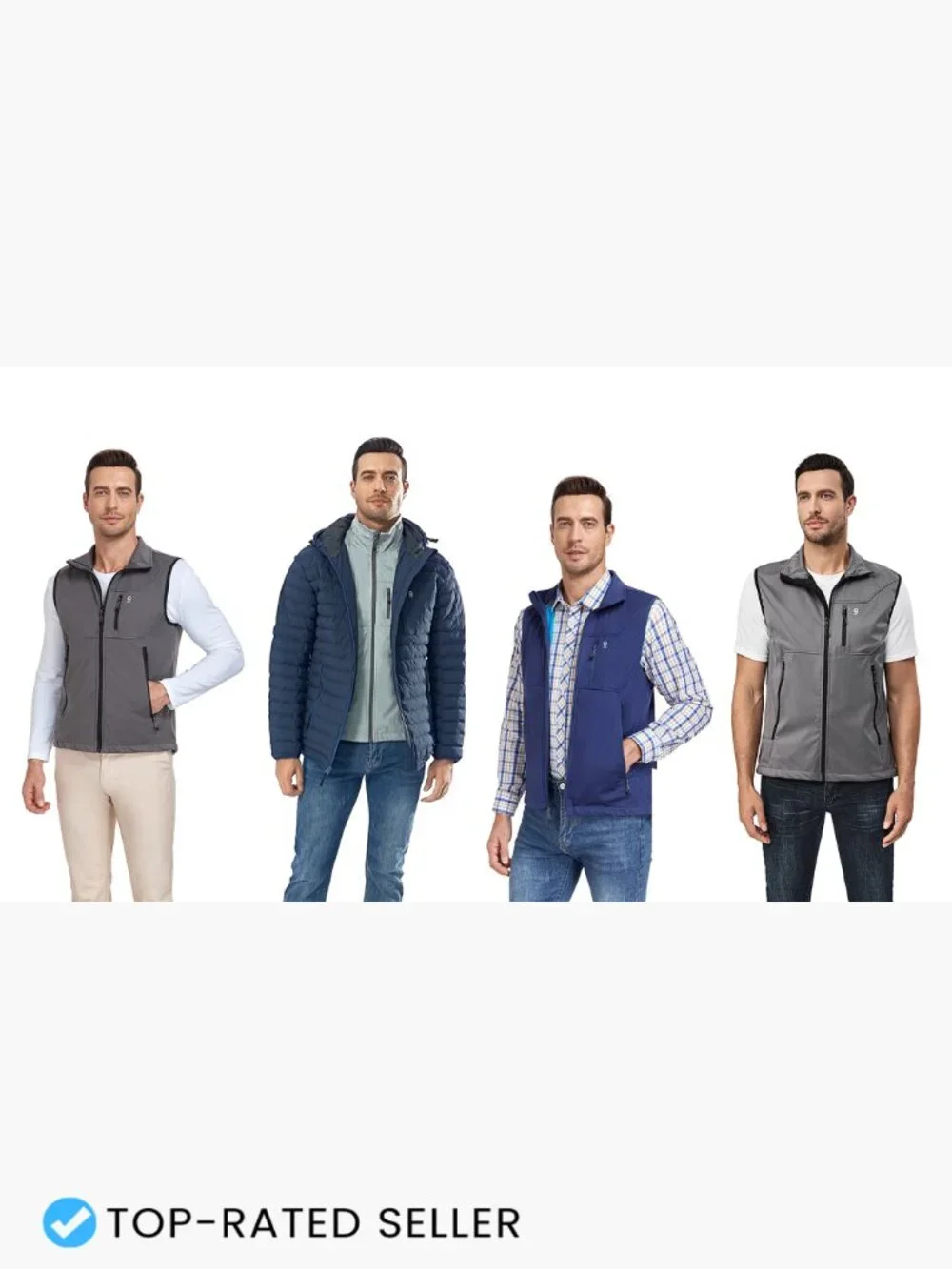 Men's Lightweight Golf Vest Windproof Water-Resistant 4-Way Stretch Zip-Up